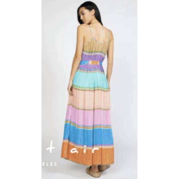 NEW CURRENT AIR color blocking pleated cami midi dress in multi - Picture 3 of 3